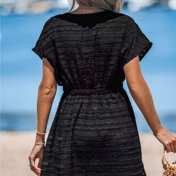 Black V-Neck Cover-Up Dress, NWT Small - Picture 2 of 4